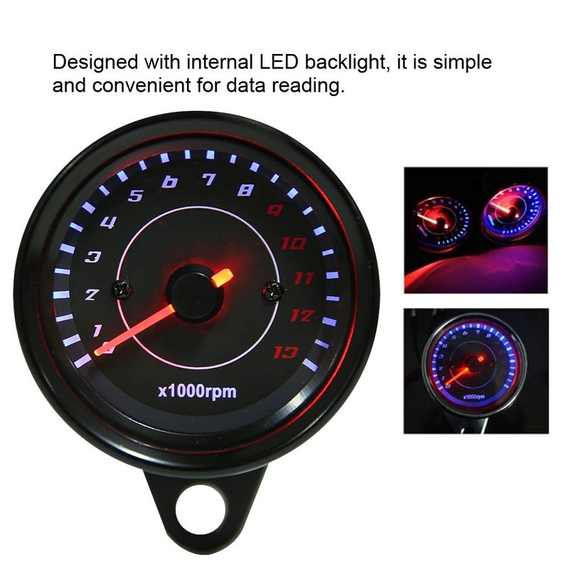 TKSE Electronic Tachometer, DC 12V Universal Motorcycle LED Backlight Tachometer