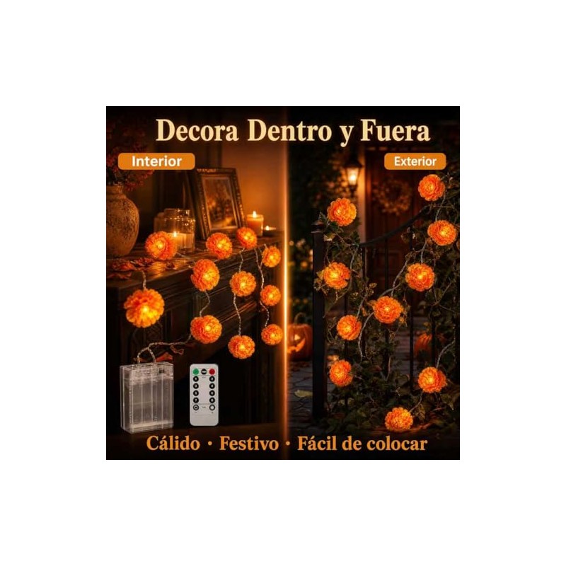 Guirnalda de Flores, 4.5m 30 LED Cempasúchil Artificial