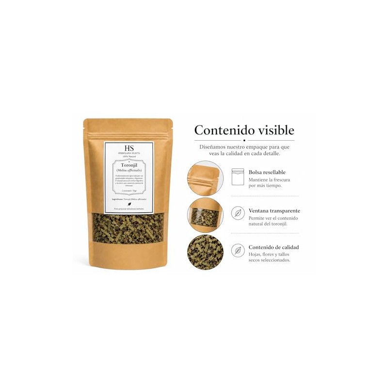 Herbolaria Selecta Toronjil (Melisa officinalis), Té Herbal para Infusión, Hojas