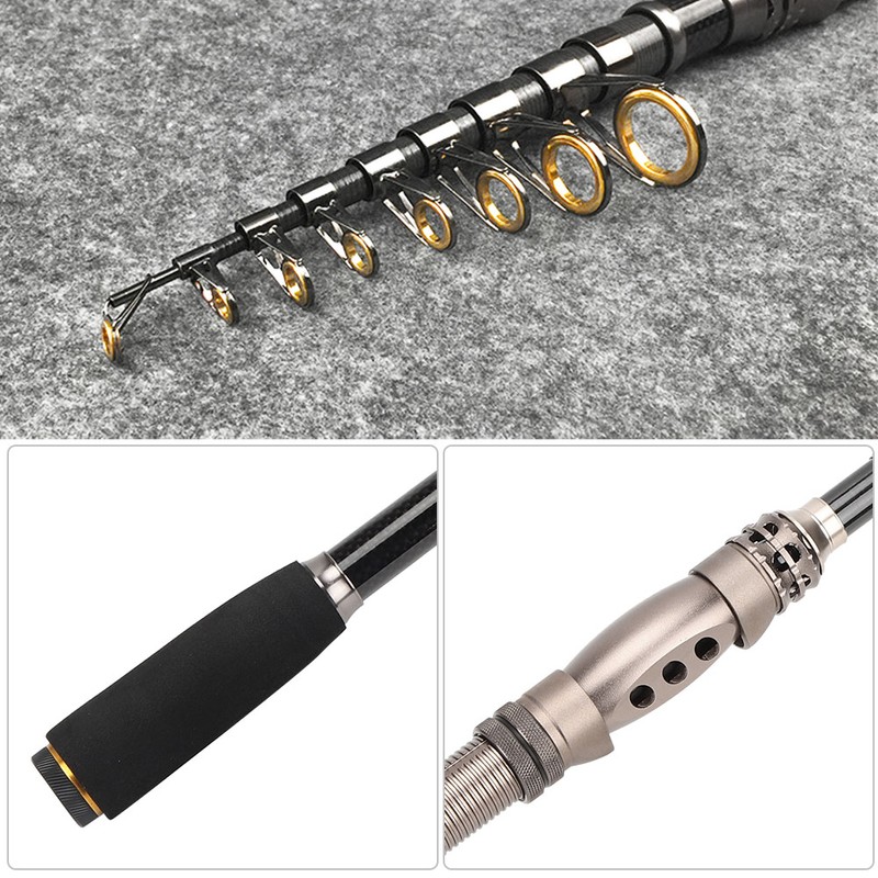 Portable Carbon Baitcasting Telescopic Fishing Rod Pole Reel Tackle Accessory1.8m