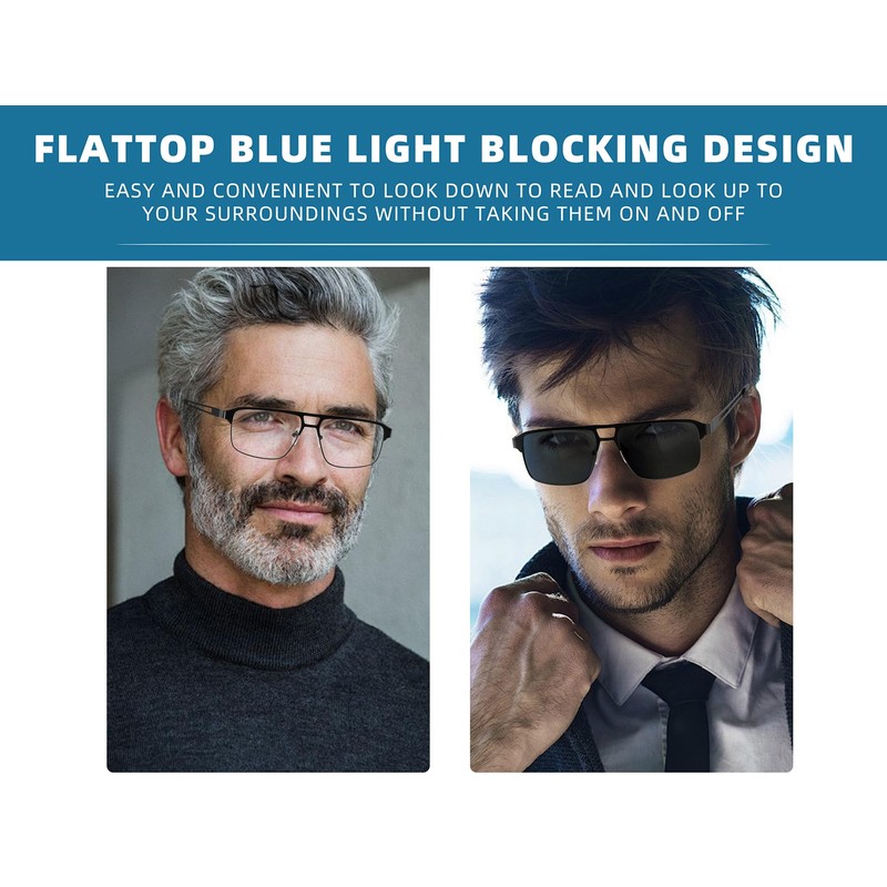 MODFANS 3er-Pack Lesebrille Herren Blaulichtfilter Metallrahmen Rechteck Stil Edelstahl Material
