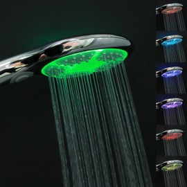 JINYOMFLY Shower Head with Light, Shower Head LED 7 Colour Changing, 3 Shower Modes, LED Hand Shower, Shower Head with Lighting, Colours Change Automatically