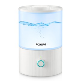 FOHERE Humidifier for Bedroom Baby, 3.2L Top Fill Cool Mist Humidifiers for Nursery, Home, 28H Ultra Quiet Runtime, Auto Shut-Off, Soft 7-Color Night Light, BPA-Free, Essential Oil Tray, White