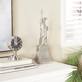 The Novogratz Polystone Statue of Liberty Sculpture, 5" x 5" x 17", Silver