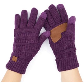 Knitted Lined Gloves - Dark Purple