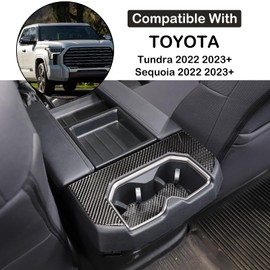 Aunginsy Car Rear Seat Central Armrest Cup Holder Cup Panel Trim Sticker Compatible with Toyota Tundra/Sequoia 2022-2024 Car Back Center Console Cup Holder Decorative Frame Protect Cover Accessories