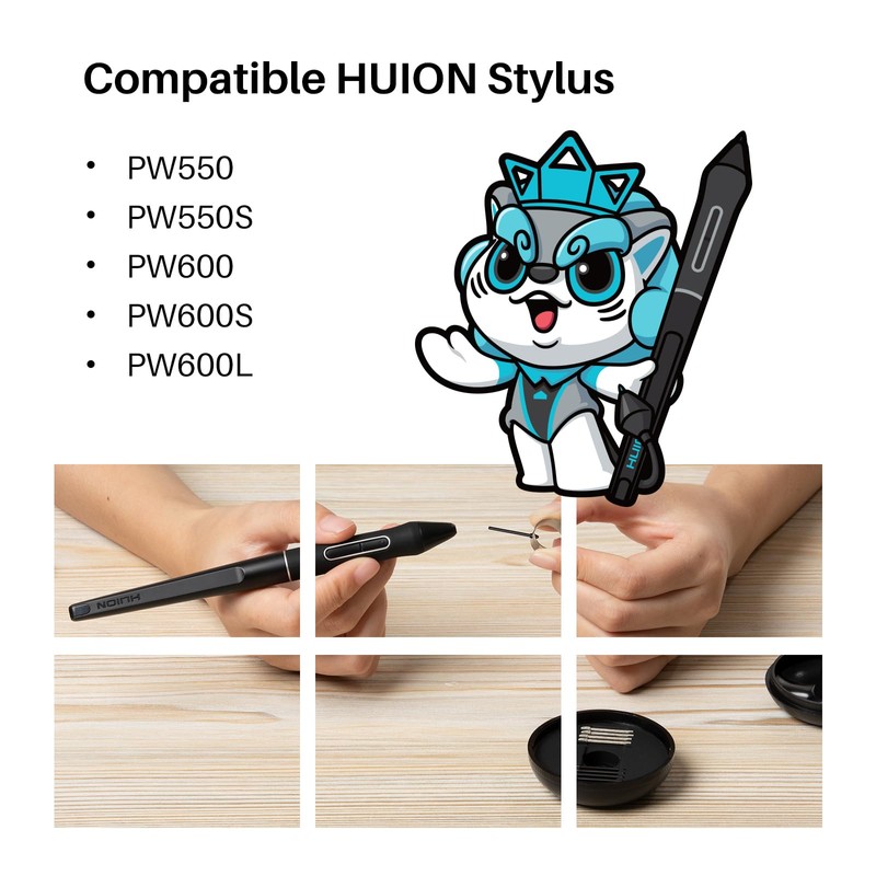 HUION 10 Pack Replacement Nibs PN06 Compatible with Pen Stylus