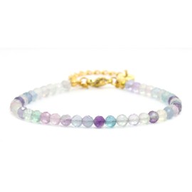 Genuine Gemstone Bracelet with Faceted 4 mm Beads, Adjustable Length, Healing Stone, Protective Stone, Lucky Charm, Talisman, Gift, Gemstone