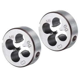 sourcing map 2pcs Round Threading Die M6 x 1.0 Metric Thread Right Hand Screw Cutting Fixed Dies, Alloy Tool Steel Tapping Repair Tool