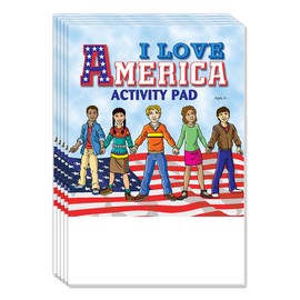 ZOCO - I Love America - Mini Activity Pads (50 Bulk Pack Without Crayons) - Patriotic, 4th of July, Memorial Day Party Favors, Goodie Bag Stuffers, Mazes, Word Search, Puzzles, Activities for Kids