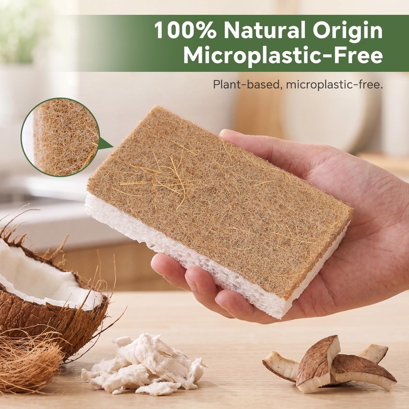 DEBETOOL 14-Pack Natural Coconut Sponges for Dishes