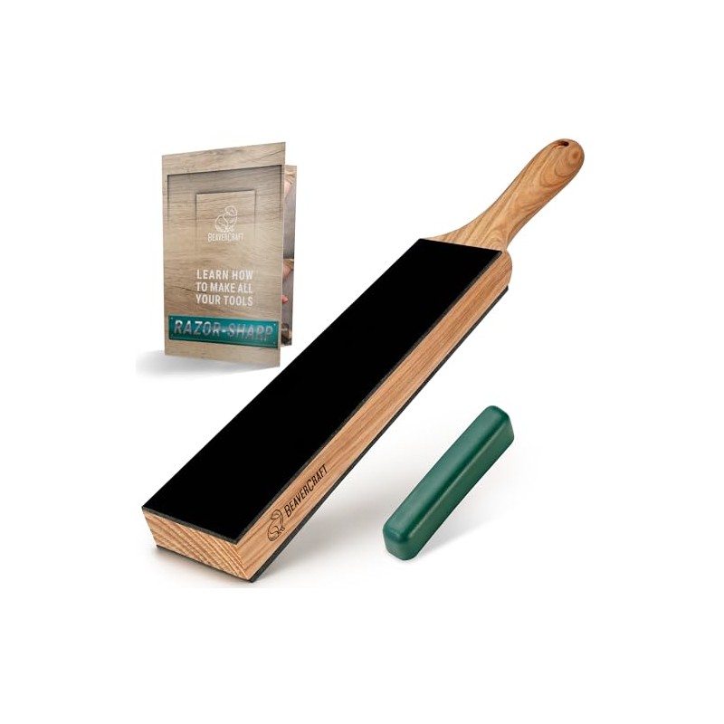 BeaverCraft Leather Strop for Knife Sharpening - Dual-Sided Knife Strop
