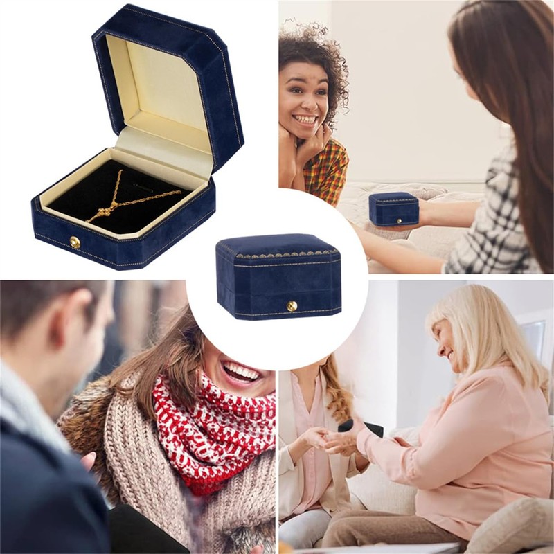 Necklace Box Velvet Pendant Gift Box Long Chain Jewelry Display
