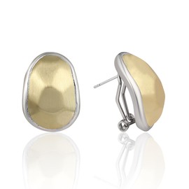 Mytys 2 Tone Studs Earrings for Women Girl Gold and Silver Crossover Cable Half Hoop Statement Designer Earrings (uneven gold & silver)