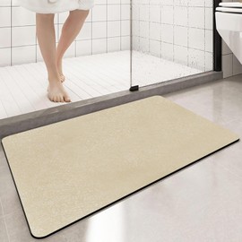 PROOVEELLY Diatomaceous Earth Bath mat Bathroom Rugs Super Absorbent Quick Dry Non Slip Bath Mat Thin Bathroom Floor Mats Fit Under Door-Shower Rug for in Front of Bathtub Shower,Coffee, 15.7"*23.6"