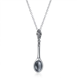 YAFEINI Spoon Necklace 925 Sterling Silver Spoon Pendant Necklace for Women Men Jewelry (spoon necklace)