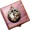 Shiny brass Handmade Push Open Sundial Compass With Rose Wood