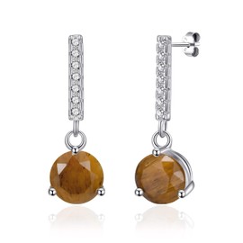 Philip Jones Sterling Silver Tigers Eye Gemstone Drop Earrings