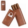 Leather Cigar Case Three-Finger Portable Cigar Humidor Cowhide Material Leather