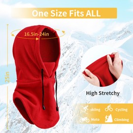Joyoldelf Ski Mask for Men Women Balaclava Face Mask Full Winter Mask Breathable Sports Mask- Red