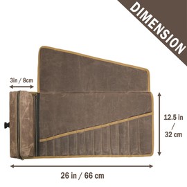 Canvas Wrench Roll, 16 oz Waxed Canvas Tool Roll (Grey), Wrench Organiser & 1 Zip Pocket & 1 Removable Tool Bag - for Mechanics Craftsman Repairman