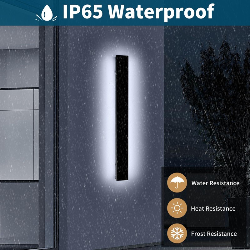 Daoseolo 39.3inch Modern Outdoor Wall Light, Black Outside LED Wall