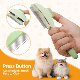 EMAGIC IOT 2pcs Cat Lice Comb Pet Hair Removal Tool Cat Brush For Indoor Cats, Self-Clean Pet Comb, Flea Comb Brush For Shedding