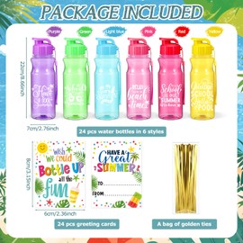 Skybooly 48 Pcs Water Bottles Bulk for Students with Cards End of The Year Gifts 17 oz Summer Graduation Water Bottle Gifts from Teacher for School Classroom Prizes Goodie Bag Summer Pool Party Favors