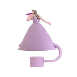 GIAVGIAV Pink Girl Straw Covers for Tumbler Cap, Silicone Straws Topper, 10mm Drinking Straw Tip Lids, Reusable Dust-Proof Drinking Toppers