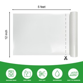 SCZENQI White Glitter HTV Heat Transfer Vinyl Rolls - 12" x 5ft White HTV Vinyl for Shirts. Glitter Iron on HTV Vinyl and Heat Transfer Vinyl for All Cutters Machines. Easy to Cut & Weed Heat Vinyl