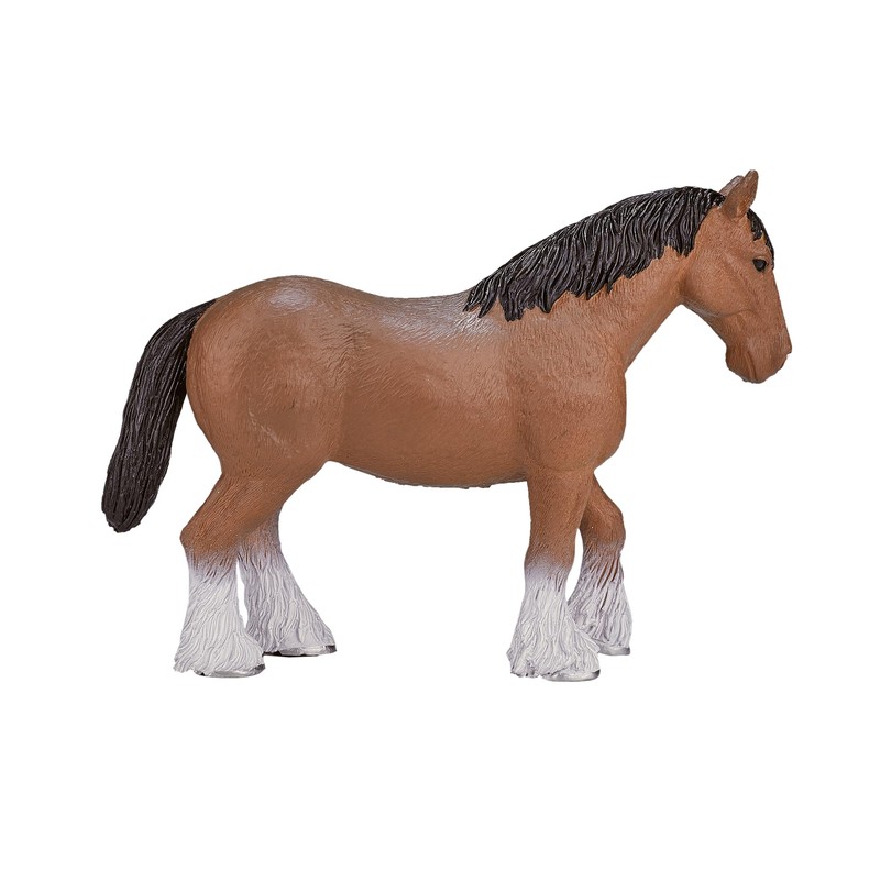 MOJO Brown Clydesdale Realistic Horse Toy Replica Hand Painted Figurine
