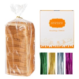 Bread Bags for Homemade Bread - Durable Plastic bags for Loaf, Bagels & More - Adjustable Sourdough bread Bags for Home Bakers & Bakery Owners - 200 Pcs with 220 Colorful Ties (5")
