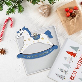 WhatSign Baby's First Christmas Ornament 2025 - Blue Wooden Newborn Boy Christmas Tree Decoration Keepsake