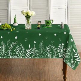 Horaldaily Horaldaily St. Patrick's Day Tablecloth 6084 Inch Rectangular, Spring Wild Flowers Green Washable Seasonal Table Cover for Party Picnic Dinner Decor