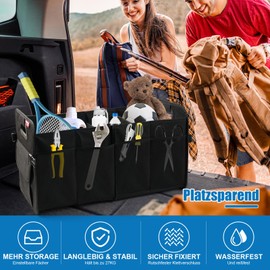 OEMASSIVE Car Boot Organiser - Foldable Large Boot Bag with Multiple Compartments Stable Waterproof Oxford Fabric Boot Box Car Bag Folding Box for Travel Shopping Camping