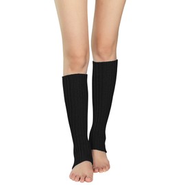 Century Star Neon Ribbed Leg Warmers for Women Girls Juniors Knitted Retro Leg Warmer for 80s Party 01 Black New One Size