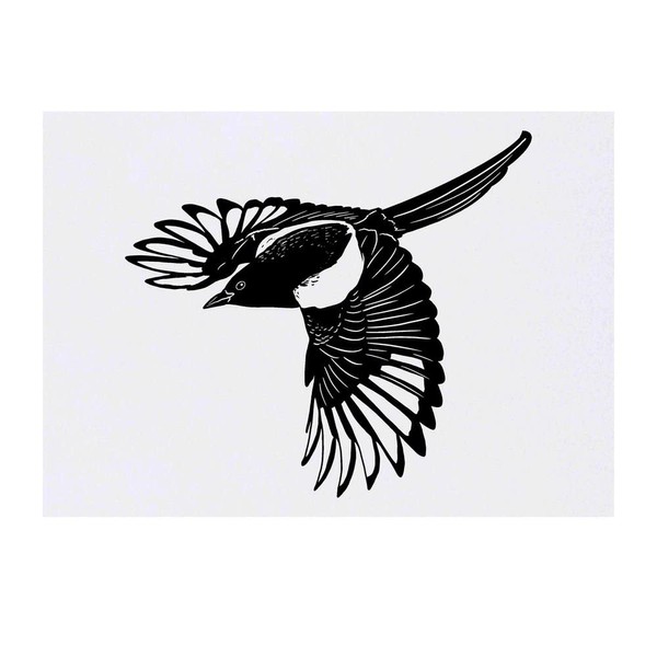 'Flying Magpie' Temporary Tattoo - Water Resistant, Skin-Safe, Non-Toxic Transfer