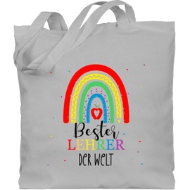 Shirtracer - Cotton Bag - Best Teacher in the World | Teacher Gift | Leaving Gift Teacher Gifts for Leaving Gifts Teacher | Cool Teacher Gifts, 2 Light Grey
