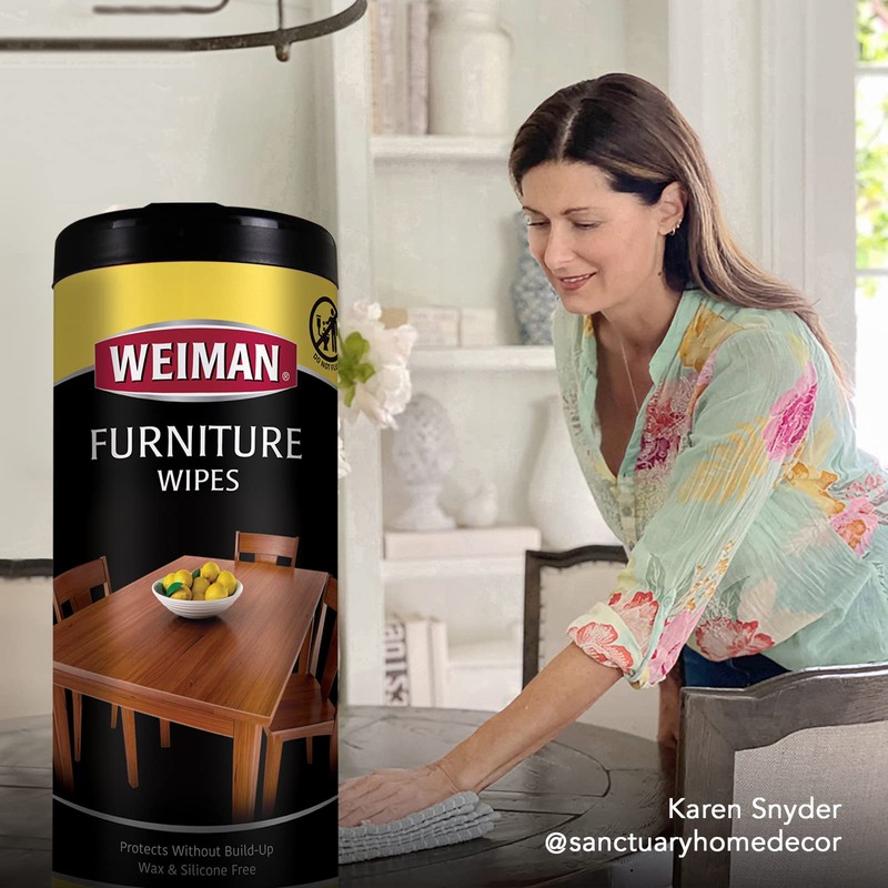 Weiman Wood Cleaner and Polish Wipes - Clean, Polish &