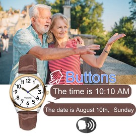 RUNCAR Talking Watch for Women - American English Voice, Clear & Loud Time/Date/Alarm Announcement - Large Display & High-Volume Design, Ideal for Seniors, Visually Impaired or Blind Users