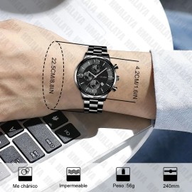 7pcs Reloj De Hombre Con Correa De Metal Con Fecha Traje