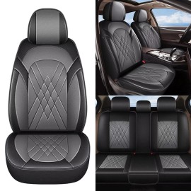 Unbranded Front&Rear Row 5-Seat Covers Car Waterproof Pu Leather For Honda Pilot 2010-2016