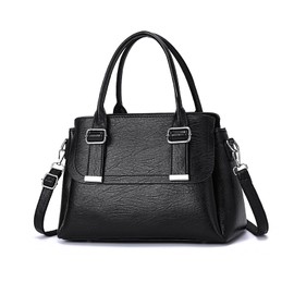 NICOLE & DORIS Ladies Top Handle Handbags Elegante Handbag Work Bag Women Vintage Shoulder Bags Soft PU Leather Crossbody Bag Multi Pocket Satchel Bag Black