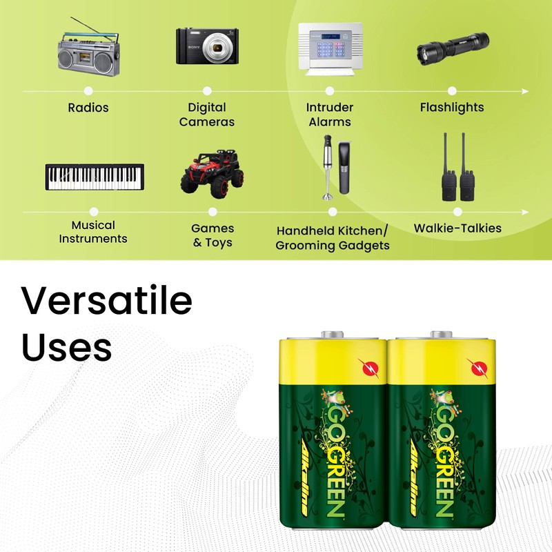 GoGreen Power (24004) Eco Friendly Alkaline D Batteries - No