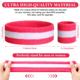 Cuffbow 36 Pcs Sweatband Set, Cotton Wrist Bands, Sports Headband, Moisture Wicking Sweat Absorbing for Men Women, Multiple Colors, Multiple Sizes, Multiple Sports Types, Striped Design