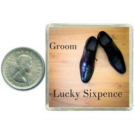 Oaktree Gifts Lucky Wedding Sixpence Coin for the Groom & Traditional idea for The Grooms Shoe Fun Husband to be Day Good Luck Keepsake Gift for Fiance, Son, Brother, Friend