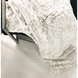 Luxury Faux Fur Oversized Throw Blanket with Plush Velvet Reverse, Fox Lynx or Gray Mink (Snow Leopard)