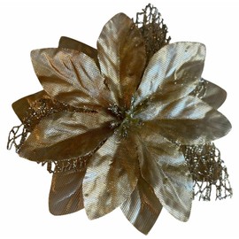 Gold Shiny Holiday Poinsettia Christmas Hair Flower Clip