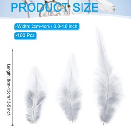 PATIKIL 3-5 Inch Rooster Feathers, 100 Pack Bulk Natural Feathers for Crafts Colorful Fluffy Craft Feathers for Dream Catcher Handwork Clothing Costumes Wedding, Grey