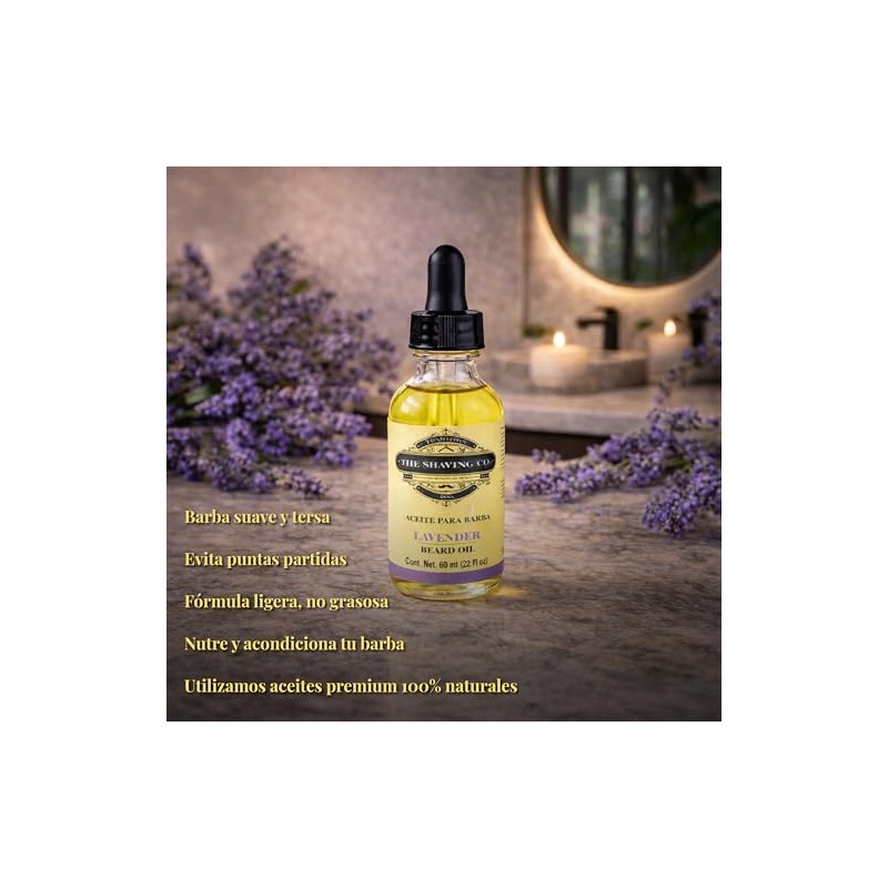 THE SHAVING CO Aceite para Barba Lavanda Nutre, Humecta e